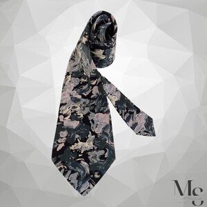 SANTOSTEFANO Gray Art Print Luxury Silk Tie Made In Italy W: 4" EX COND